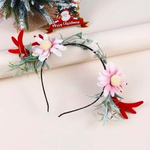 🦌 Awesome Floral Flower Deer Elk Antler Headdress Headband 🌸